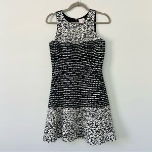 Parker White Black Silk Sleeveless Crepe Fit & Flare Mini Cocktail Dress S